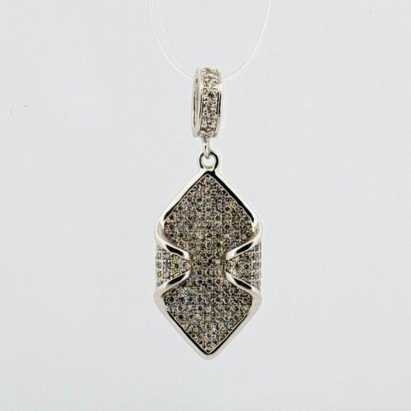 Brand New Sterling Silver 925 Micro Pave White Crystal Pendant Sparkling Design - Picture 2 of 9